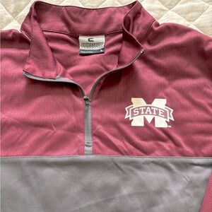 Mississippi State half zip jacket top L gray burgundy EUC